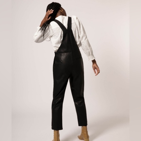 FRNCH Paris faux leather black overalls S NWT - Picture 1 of 8